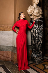 Vestido largo plisado asimétrico Myra